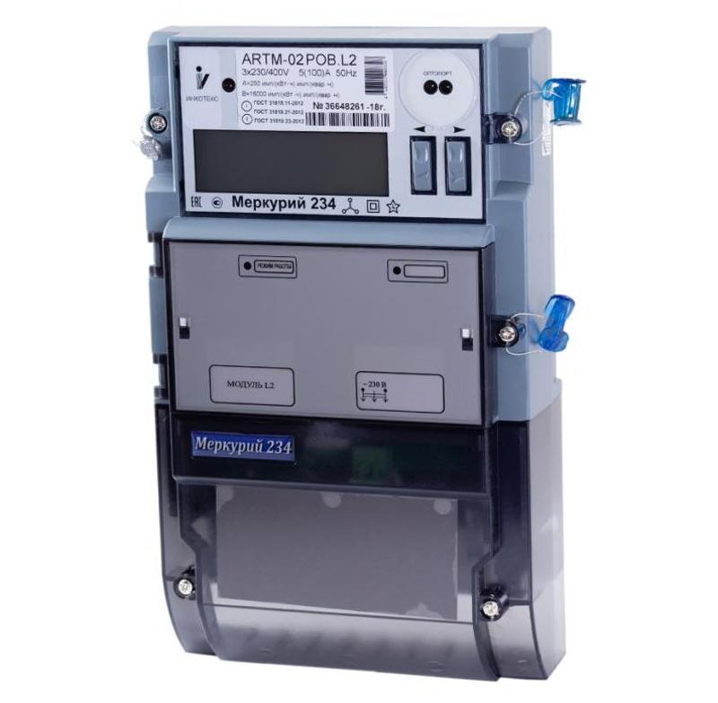 Счетчик Меркурий 234 ARTX2-02 PBR 5-100A/400В (мнтар.) ЖКИ (монт. пл.)
